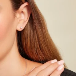 Boucle D'oreille Puce Unitaire Victoria Or Blanc Diamant