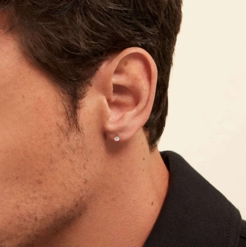 Boucle D'oreille Puce Unitaire Victoria Or Blanc Diamant