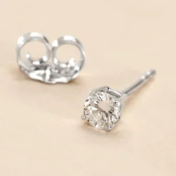 Boucle D'oreille Puce Unitaire Victoria Or Blanc Diamant