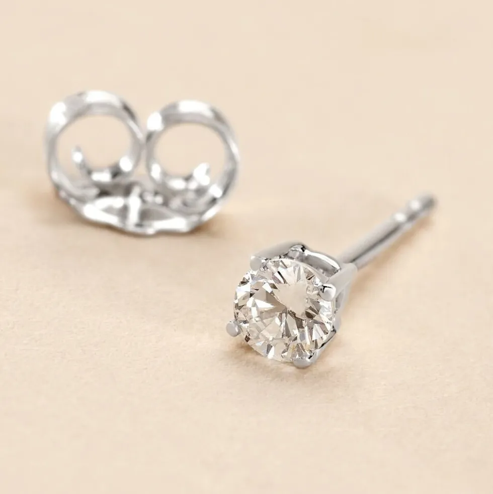 Boucle D'oreille Puce Unitaire Victoria Or Blanc Diamant