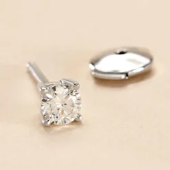 Boucle D'oreille Puce Unitaire Victoria Or Blanc Diamant
