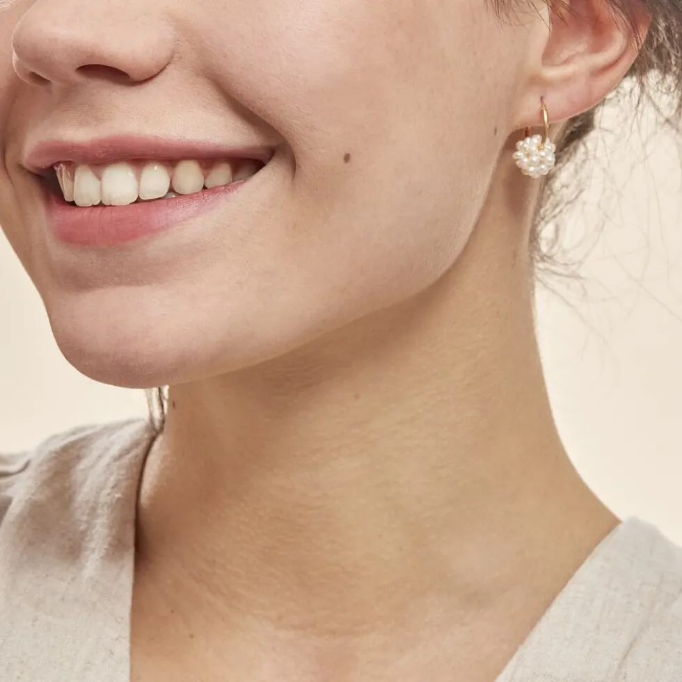 Boucles D'oreilles Adon Semi-baroques Or Jaune Perle De Culture