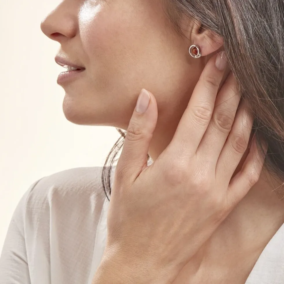 Boucles D'oreilles Argent Blanc Franjo Ambre
