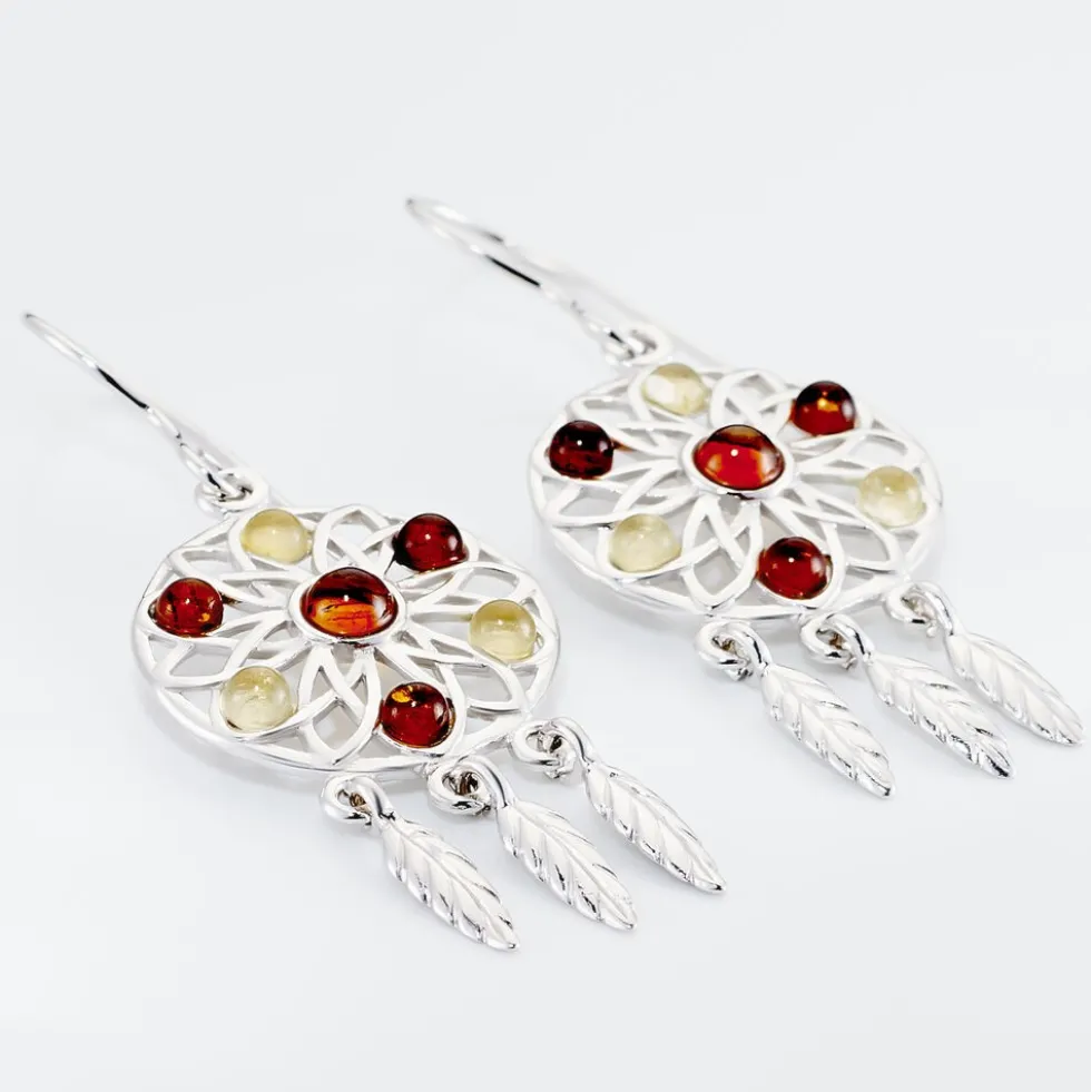 Boucles D'oreilles Argent Blanc Lorena Ambre