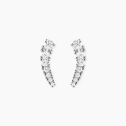 Boucles D'oreilles Grimpantes Aldrick Argent Blanc Oxyde De Zirconium