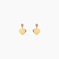 Boucles D'oreilles Pendantes Or Jaune Marie Lou Oxyde De Zirconium