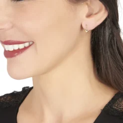 Boucles D'oreilles Pendantes France-marie Coeur Or Jaune