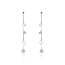 Boucles D'oreilles Pendantes Lorainne Argent Blanc Oxyde De Zirconium