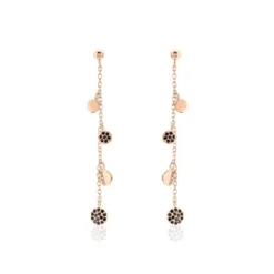 Boucles D'oreilles Pendantes Lorainne Argent Bicolore Oxyde