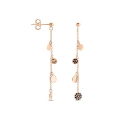 Boucles D'oreilles Pendantes Lorainne Argent Bicolore Oxyde