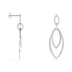 Boucles D'oreilles Pendantes Toupie Argent Blanc
