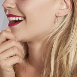 Boucles D'oreilles Pendantes Lucianola Argent Blanc