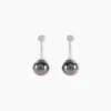 Boucles D'oreilles Pendantes Semi-ronde Or Blanc Perle De Tahiti