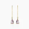 Boucles D'oreilles Pendantes Asteriane Or Jaune Améthyste