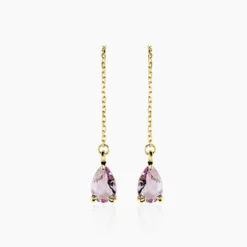 Boucles D'oreilles Pendantes Asteriane Or Jaune Améthyste