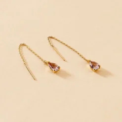 Boucles D'oreilles Pendantes Asteriane Or Jaune Améthyste