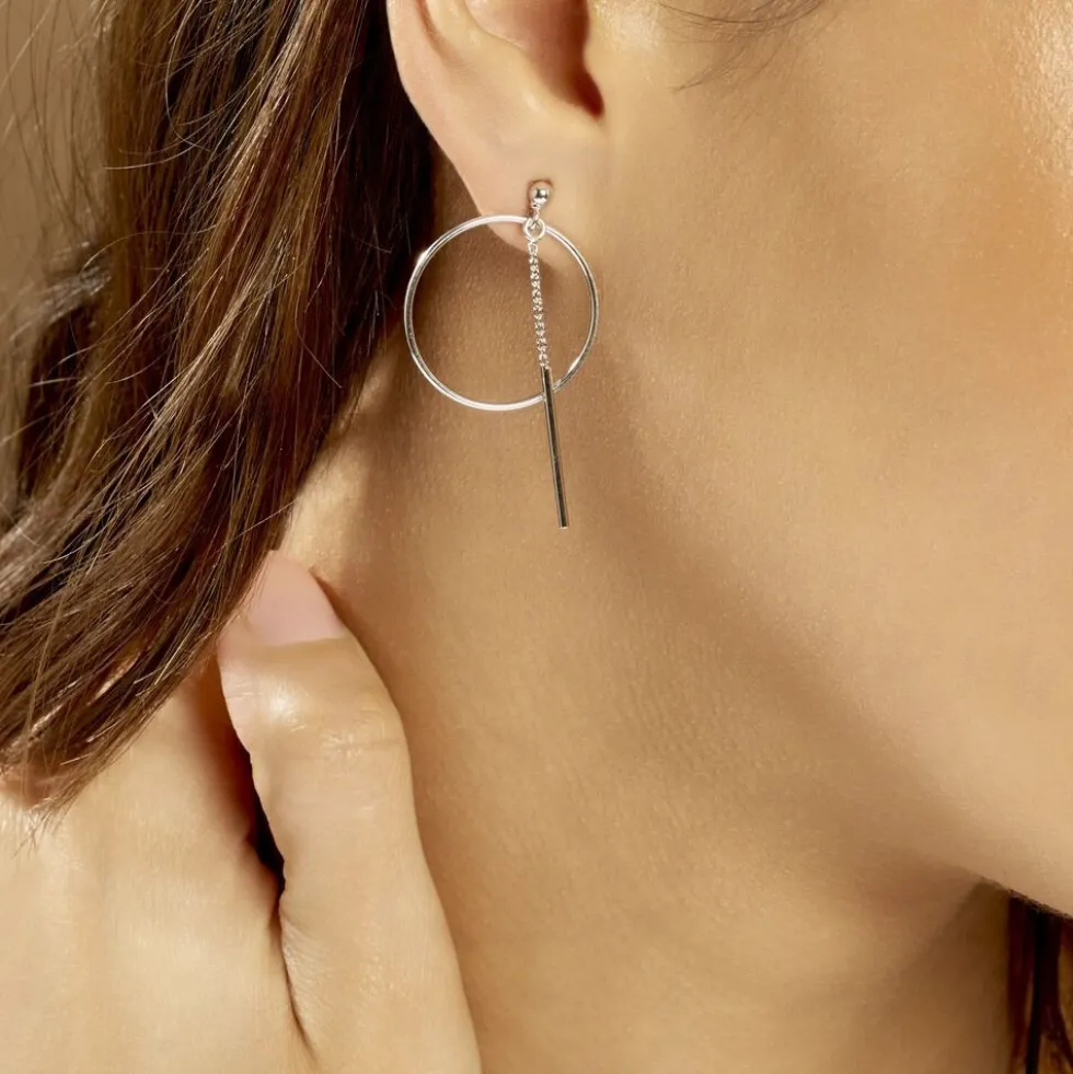 Boucles D'oreilles Pendantes Enissa Argent Blanc