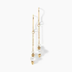 Boucles D'oreilles Pendantes Petrona Or Jaune Perle De Culture