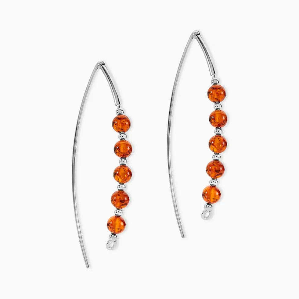 Boucles D'oreilles Pendantes Satu Argent Blanc Ambre