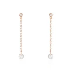 Boucles D'oreilles Pendantes Constantin Argent Rose Oxyde De Zirconium