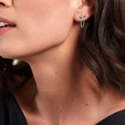 Boucles D'oreilles Pendantes Honor Argent Blanc