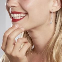 Boucles D'oreilles Pendantes Sathya Argent Blanc Oxyde De Zirconium