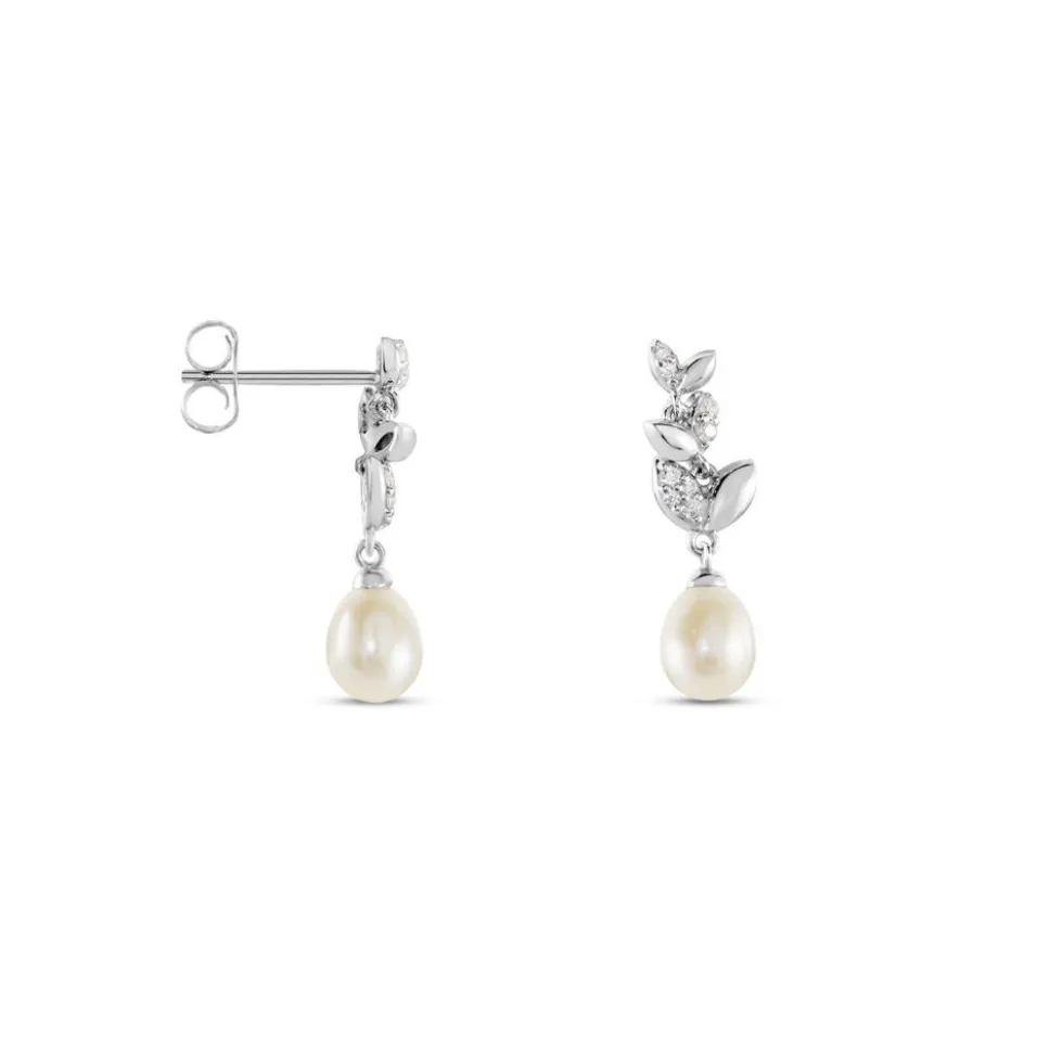 Boucles D'oreilles Pendantes Giambattista Argent Blanc Perle Et Oxyde