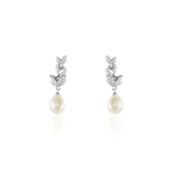 Boucles D'oreilles Pendantes Giambattista Argent Blanc Perle Et Oxyde
