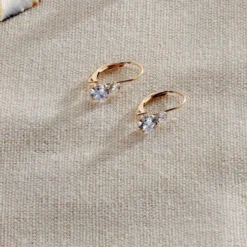 Boucles D'oreilles Pendantes Gulbeyaz Or Jaune Oxyde De Zirconium