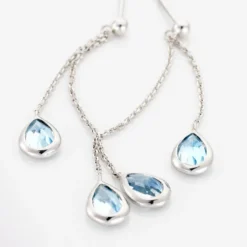 Boucles D'oreilles Pendantes Carlyn Or Blanc Topaze