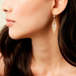 Boucles D'Oreilles Pendantes Gerontius Or Bicolore