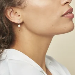 Boucles D'oreilles Pendantes Tesnimae Or Jaune Oxyde Perle De Culture