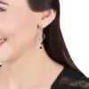 Boucles D'oreilles Pendantes Tamar Argent Blanc Pierre De Synthese
