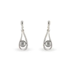 Boucles D'oreilles Pendantes Alexya Argent Perle D'imitation Et Oxyde
