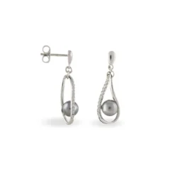 Boucles D'oreilles Pendantes Alexya Argent Perle D'imitation Et Oxyde