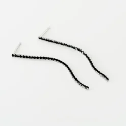 Boucles D'oreilles Pendantes Lou-anne Argent Blanc Oxyde Noir