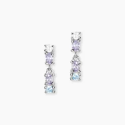 Boucles D'Oreilles Pendantes Dion Argent Blanc Oxyde De Zirconium
