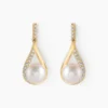 Boucles D'oreilles Pendantes Helin Or Jaune Perle De Culture Et Oxyde