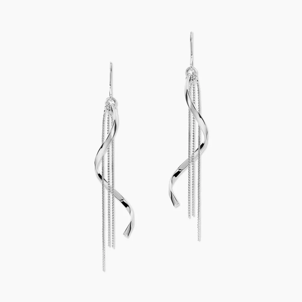 Boucles D'oreilles Pendantes Rizlaine Argent Blanc