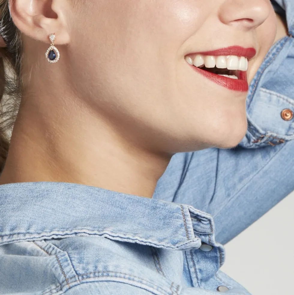 Boucles D'oreilles Pendantes Brigita Plaqué Or Pierre De Synthese