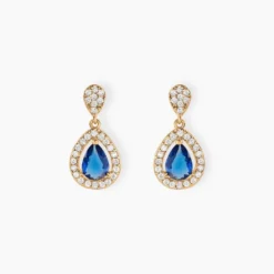 Boucles D'oreilles Pendantes Brigita Plaqué Or Pierre De Synthese