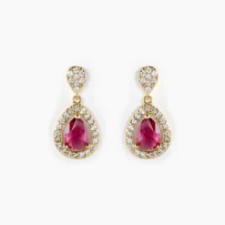 Boucles D'oreilles Pendantes Brigita Plaqué Or Pierre Et Oxyde