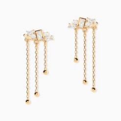 Boucles D'Oreilles Pendantes Sya Plaqué Or Jaune Oxyde De Zirconium