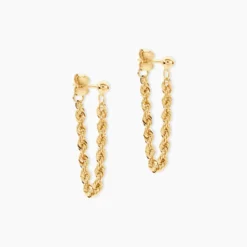 Boucles D'oreilles Pendantes Cordelia Corde Or Jaune