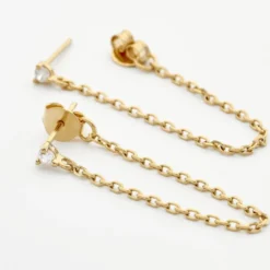 Boucles D'oreilles Pendantes Plaqué Or Lienard Oxydes De Zirconium