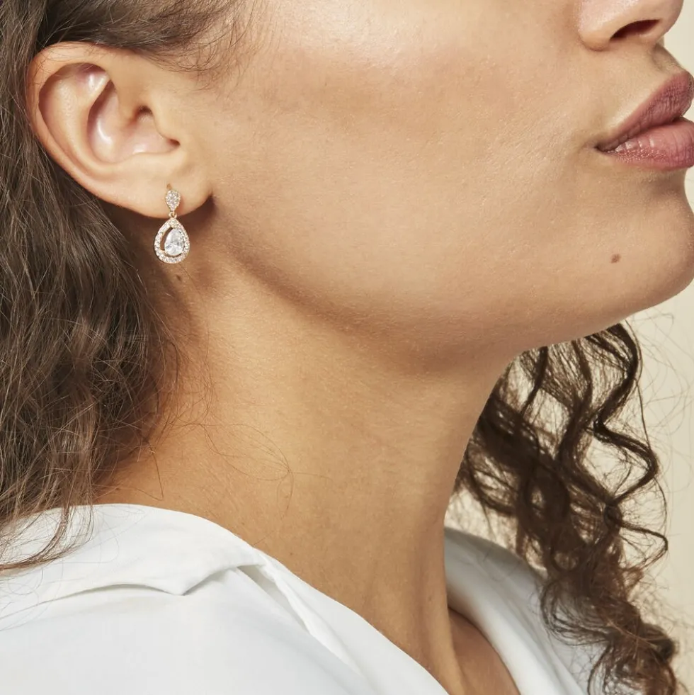 Boucles D'oreilles Pendantes Brigita Plaqué Or Jaune Oxyde