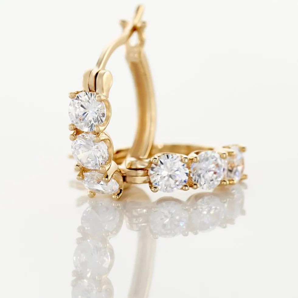 Boucles D'oreilles Pendantes Jacotte Plaqué Or Oxyde De Zirconium