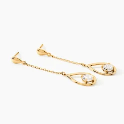 Boucles D'oreilles Pendantes Or Jaune Bartolome Oxyde De Zirconium