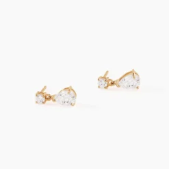 Boucles D'oreilles Pendantes Josephine Or Jaune Emeraude