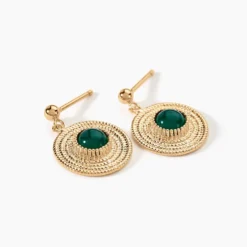 Boucles D'oreilles Pendantes Ilia Plaqué Or Jaune Verre